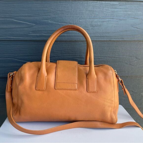 KATE SPADE Tan Leather Chrystie Street Leila Boston Turnlock Satchel Tote Knott - Picture 3 of 10